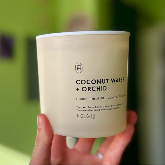 NEW 2 Wick Coconut Water + Orchid 14oz Glass Plant Wax Candle - Picture 2 of 6